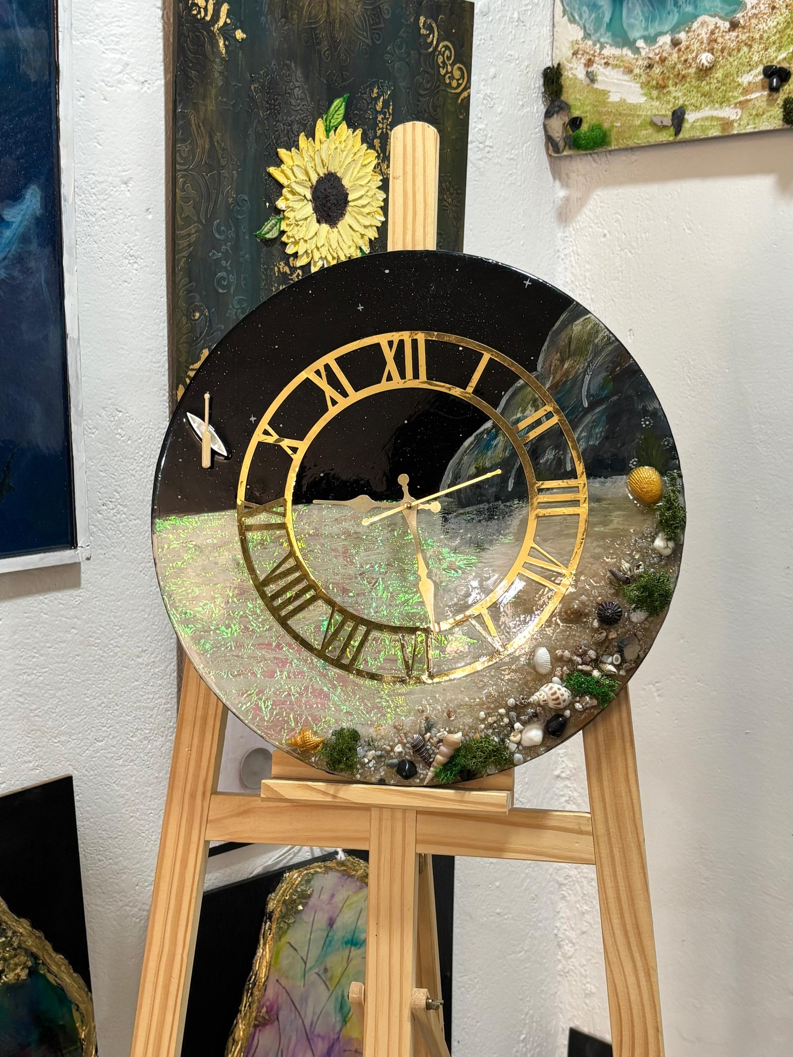 Night Ocean Theme Resin Wall Clock – 16 Inch